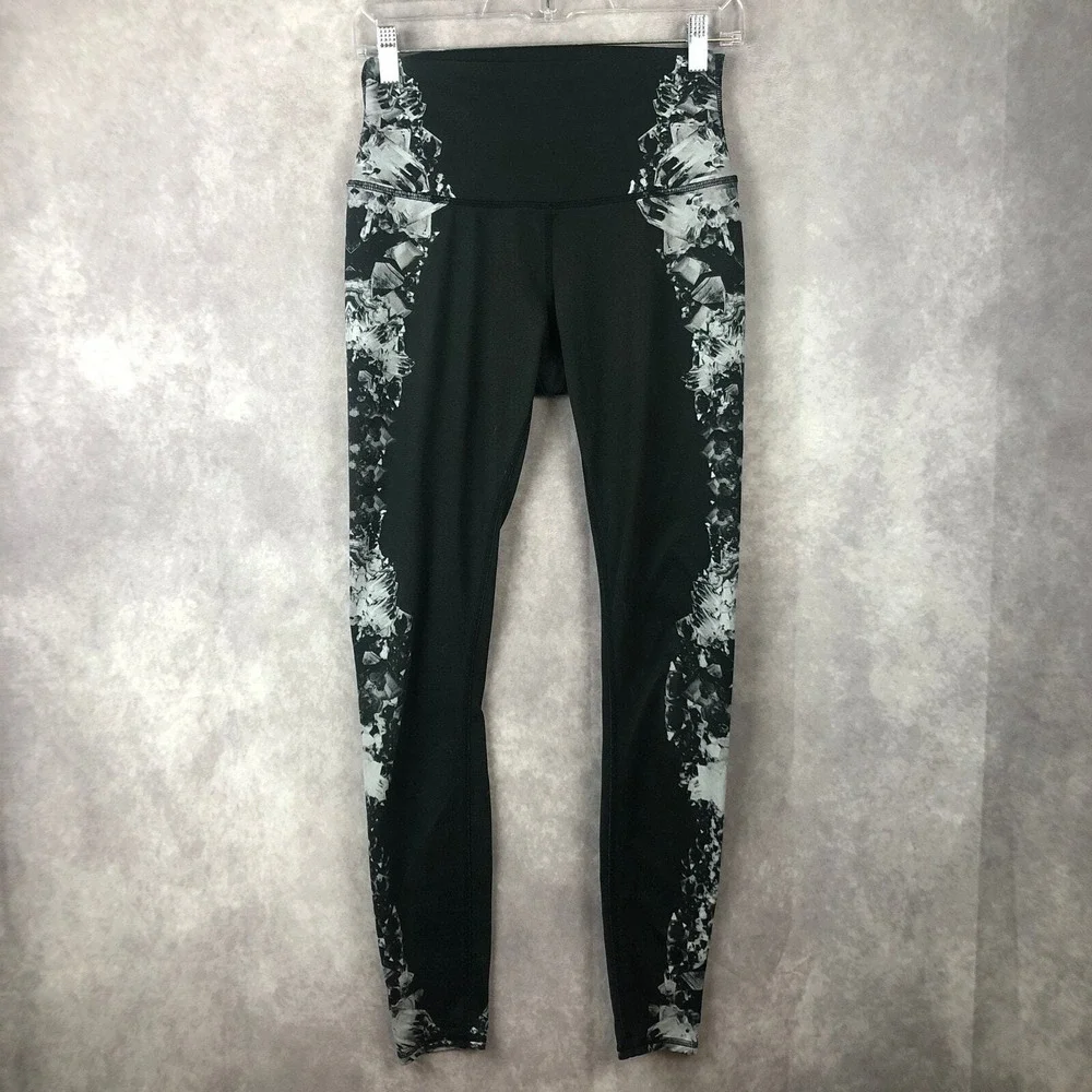 Alo Yoga Leggings Pants Womens XS Gray White Abstract Pattern Full‎ Length
